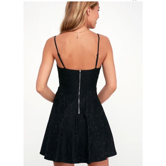Lulus Way with Words Black Lace Skater Dress Size XL - Picture 3 of 9